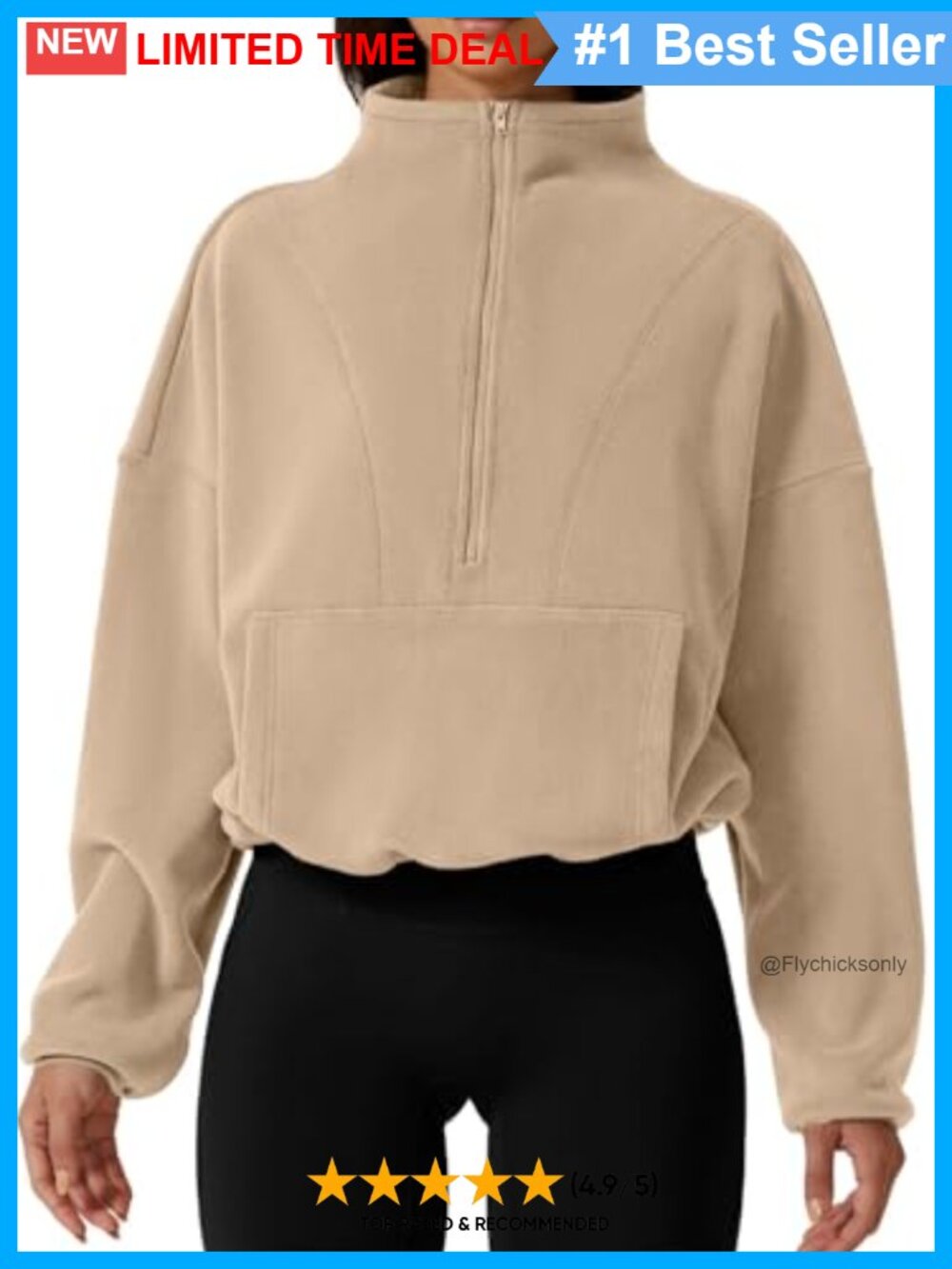Women Half Zip Fleece Sweatshirt Mock Neck Long Sleeve Sherpa Pullover Winter